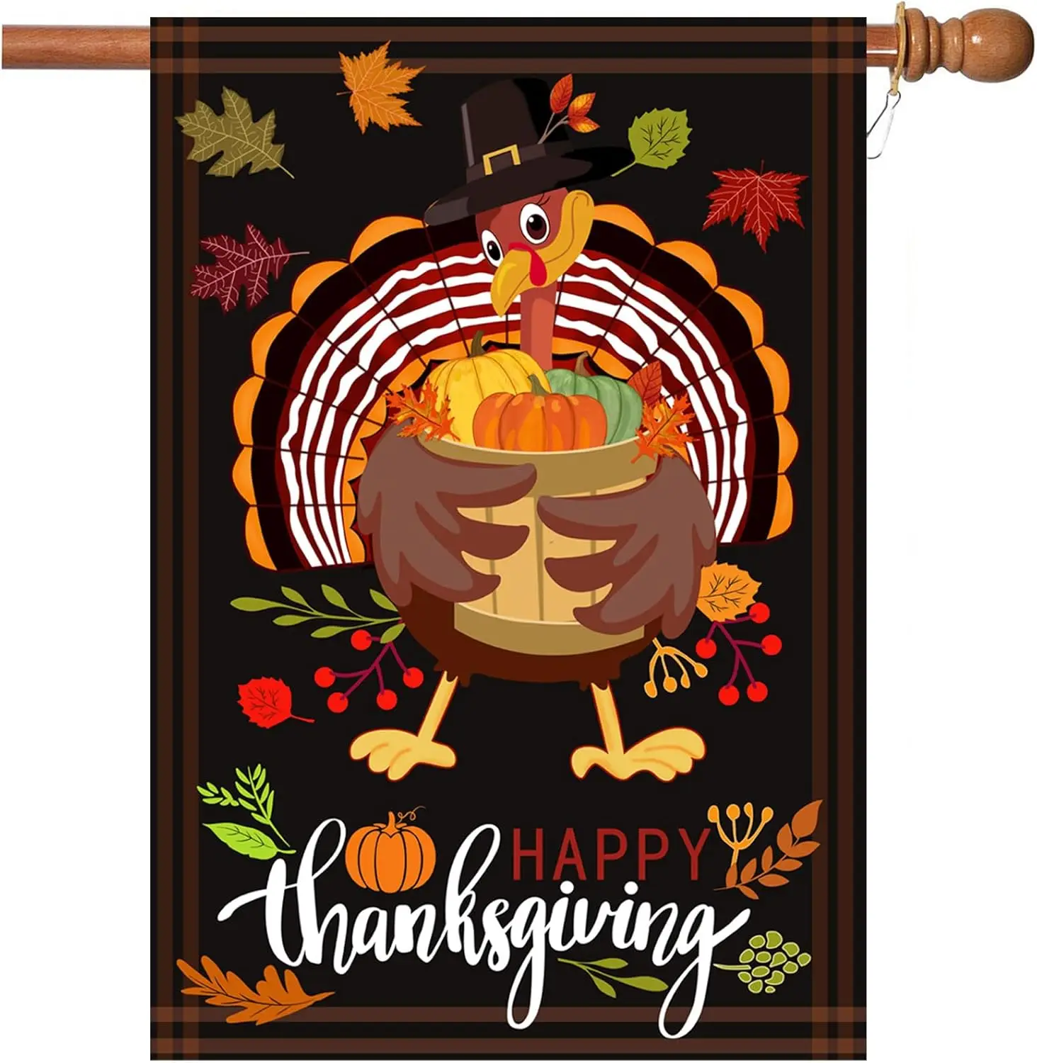 Happy Thanksgiving Flags,Thanksgiving Garden Flag 28 x 40 Inch Thanksgiving House Flag Double-Sided 2 Layer Fall House Flag  yyi