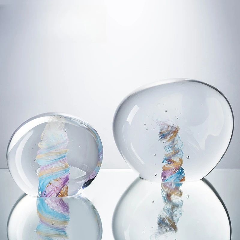 Modern simple transparent crystal creative tornado shape glass handicraft, home shelf soft pendulum