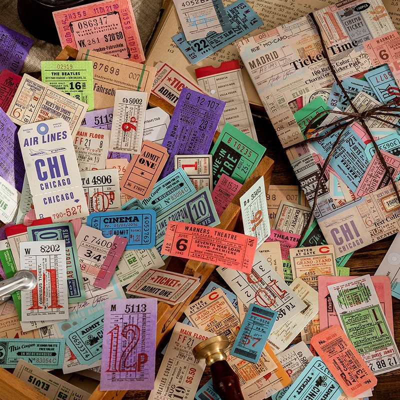 حزمة ملصقات شخصية ملونة عتيقة ، ملصقات زخرفية بسيطة ، سلسلة مجموعة نصوص ، أوراق #1