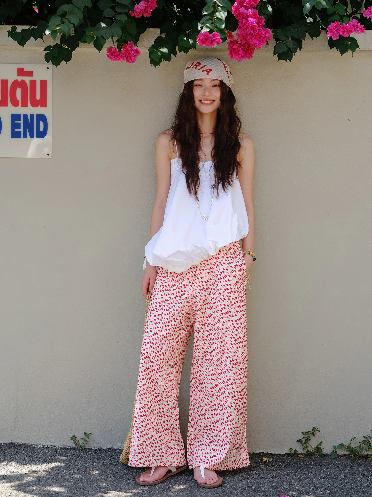 

American Style Holiday Slimming Vest And Wide Leg Pants Two Piece Set Irregular Ruffle Hem Top And Bottom Ensemble