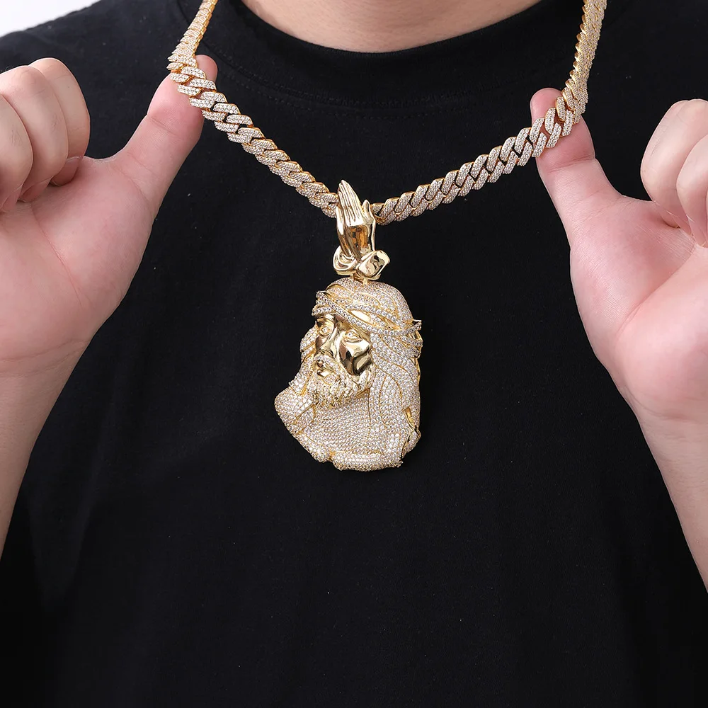

New Fashion Hip Hop Portrait Pendant Necklace: Full-Zirconia Inlaid Chain for Men