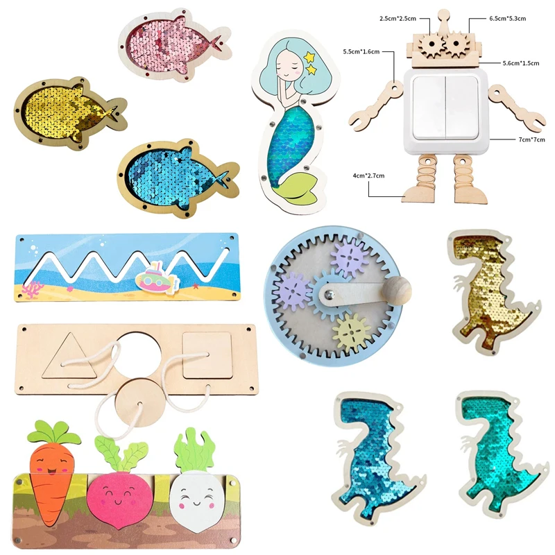 Montessori Wooden Toys Accessory Sheep Gear Frog  Busy Board Parts Educational Toy Sensory Unblanking Toy  for Children Gifts