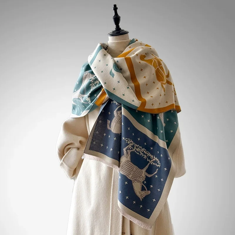 

Women's Winter Luxury Thick Warm Pashmina Wrap Imitation Cashmere Scarf with Paisley Jacquard Design for Casual Wear