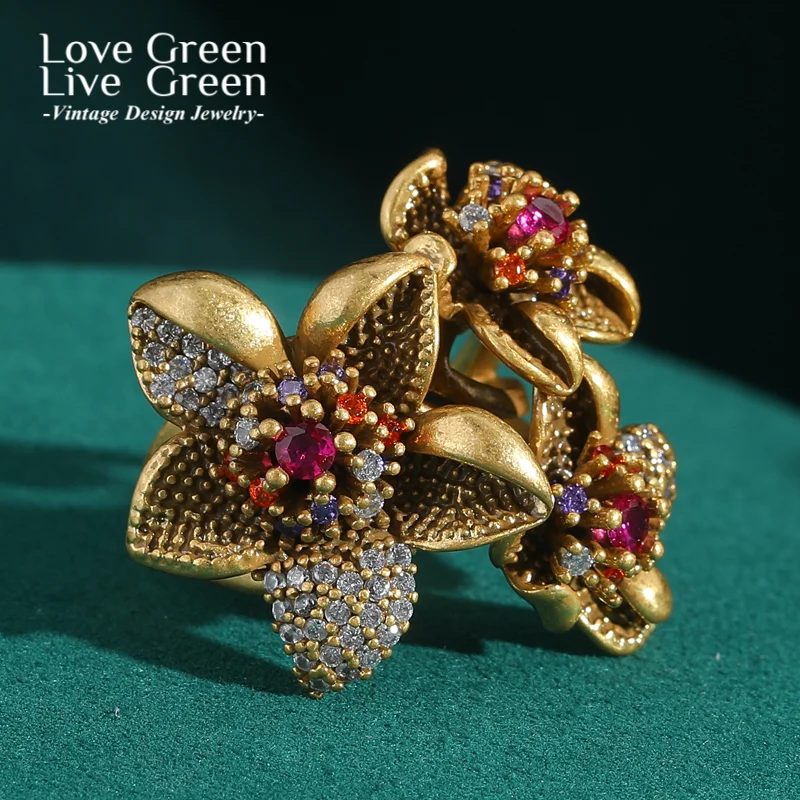 

Vintage Large Starfish Flower Ring For Woman Wedding Party Gold Color Open Luxury Dubai Jewelry Accessories Trends 2025 New