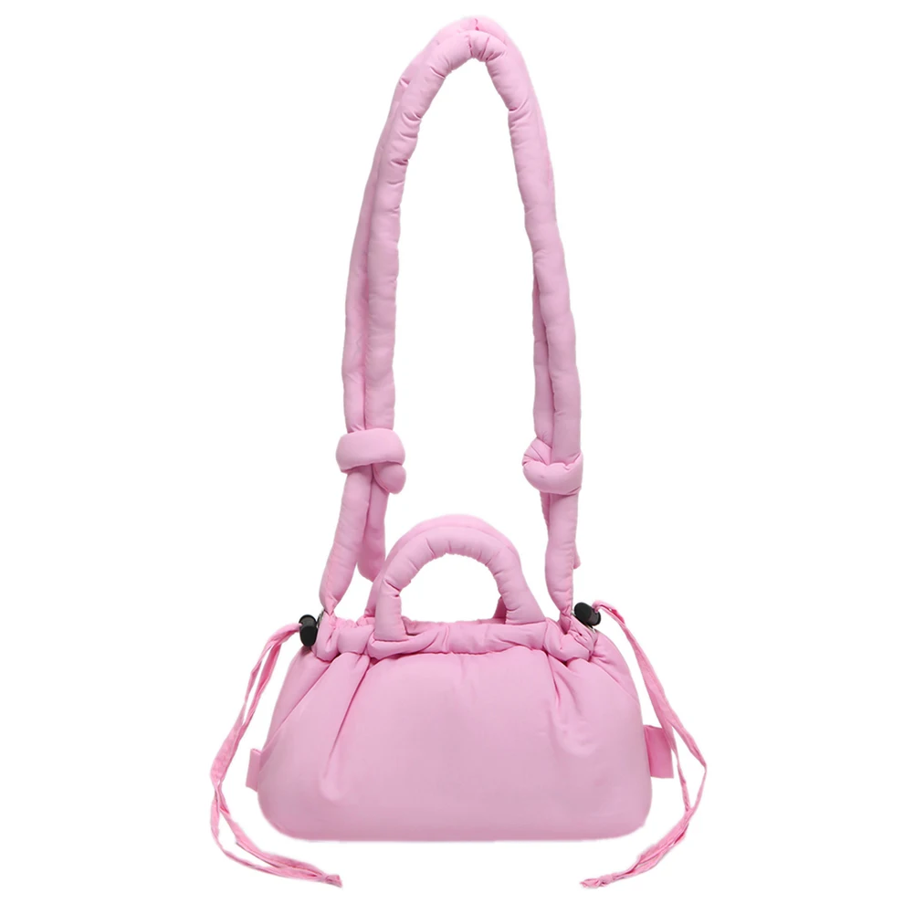 キャンディーカラーのファッションハンドバッグソフトパファークロスボディバッグ調節可能なストラップ付き小さなトートバッグ女性の仕事ショッピング旅行