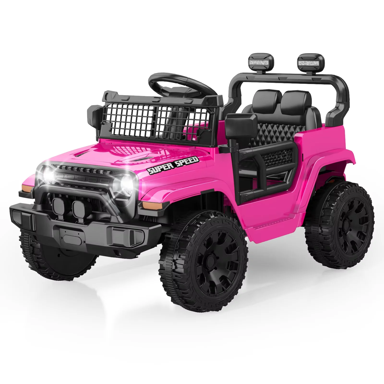 12V Ride On Car with Parent Remote Control, Toddler Electric Car with Spring Suspension, LED Lights & Music Player,Safe Battery Toy for Kids, Christmas & Birthday Gift