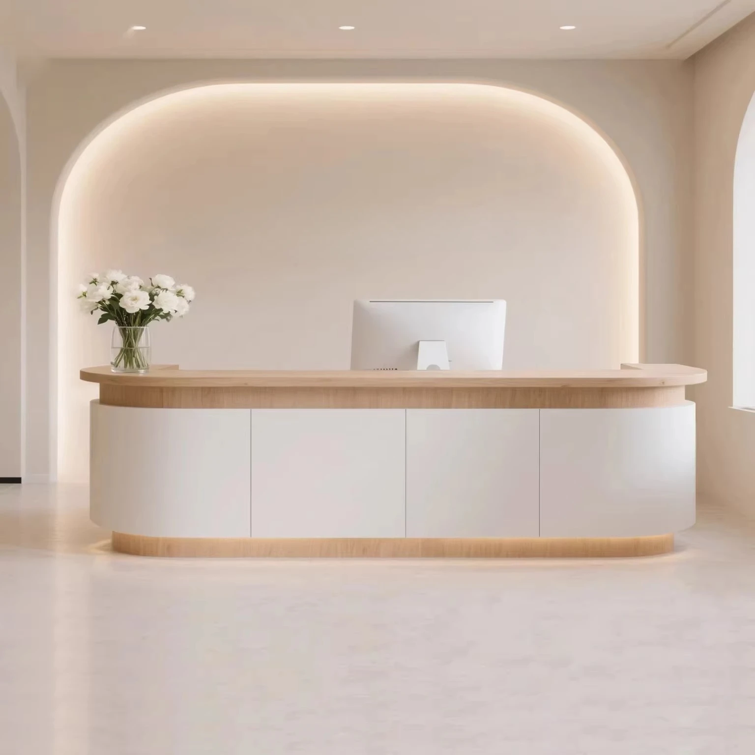 

&c Custom Modern Wooden Reception Desk Office Building Hospital Reception Counter
