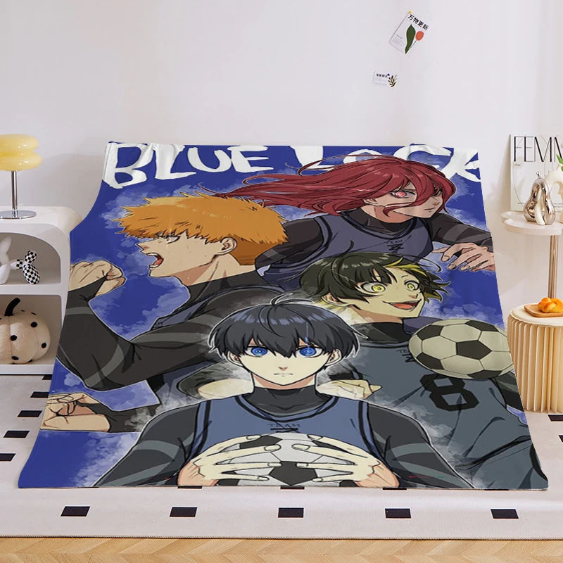 Anime Nap Blanket Sofa King Size B-Blue Lock Warm Bed Fleece Camping Custom Fluffy Soft Blankets for Winter Microfiber Bedding