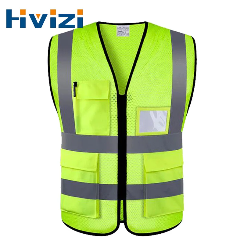 Hi Vis VIZ Excutive Vest High Visibility Reflective Mesh Vest Multi-pocket Safety Vest With Reflective Stripes Mens Summer Vest