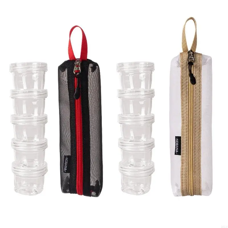 

652F Outdoor Portable Splicing Seasoning Bottles 5-piece Sets Camping Picnics Fishing Barbecue Seasoning Box Keep Spices Dry