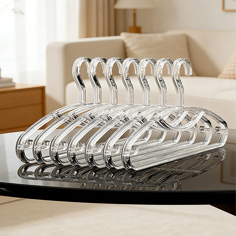 10pcs/set Large Clear Acrylic Clothes Racks,Non Slip Coat Hangers,Crystal Suit Hanger for Suit Coat Sweater Jacket Blouse Dress