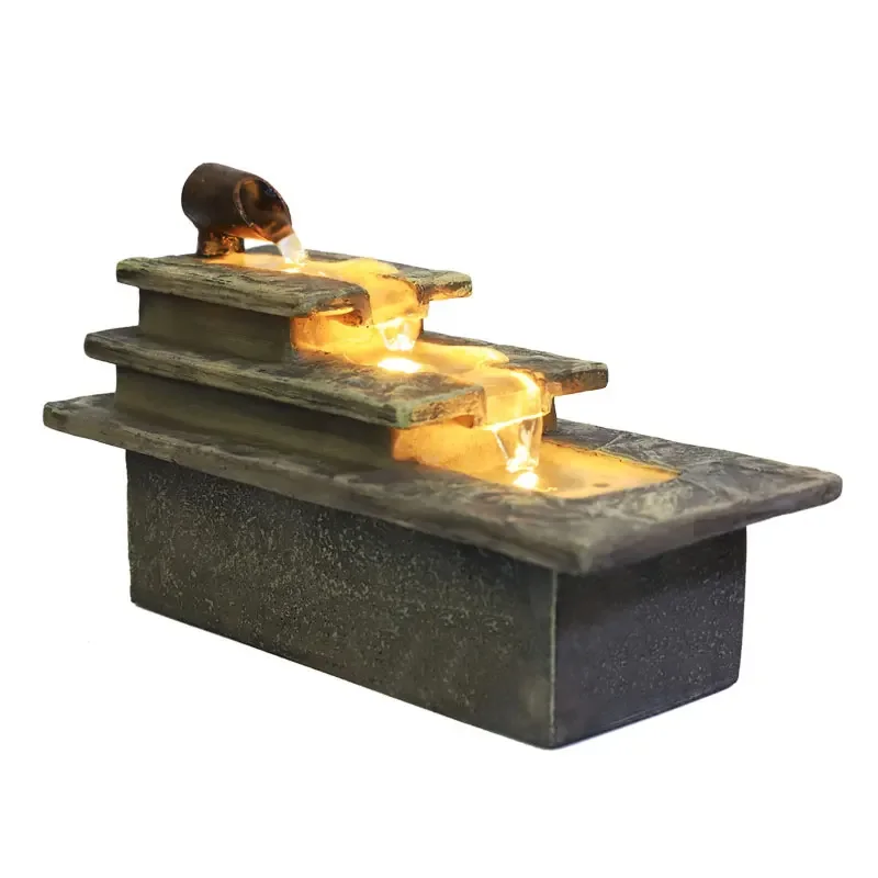 Desktop fountain, waterscape, sleeping lamp office, opening for lucky Feng Shui humidifier gift ornaments