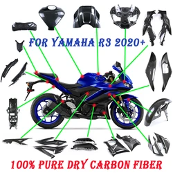 Motorcycle Accessories For YAMAHA YZF-R3 R3 2020 2021 2022 2023 2024 Pure Carbon Fiber Parts Fairing Fenders Panels Cover Kits