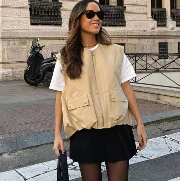 

Zip Loose Summer Vests for Women Streetwear Women's Jackets Holiday Casual Vest Top Women