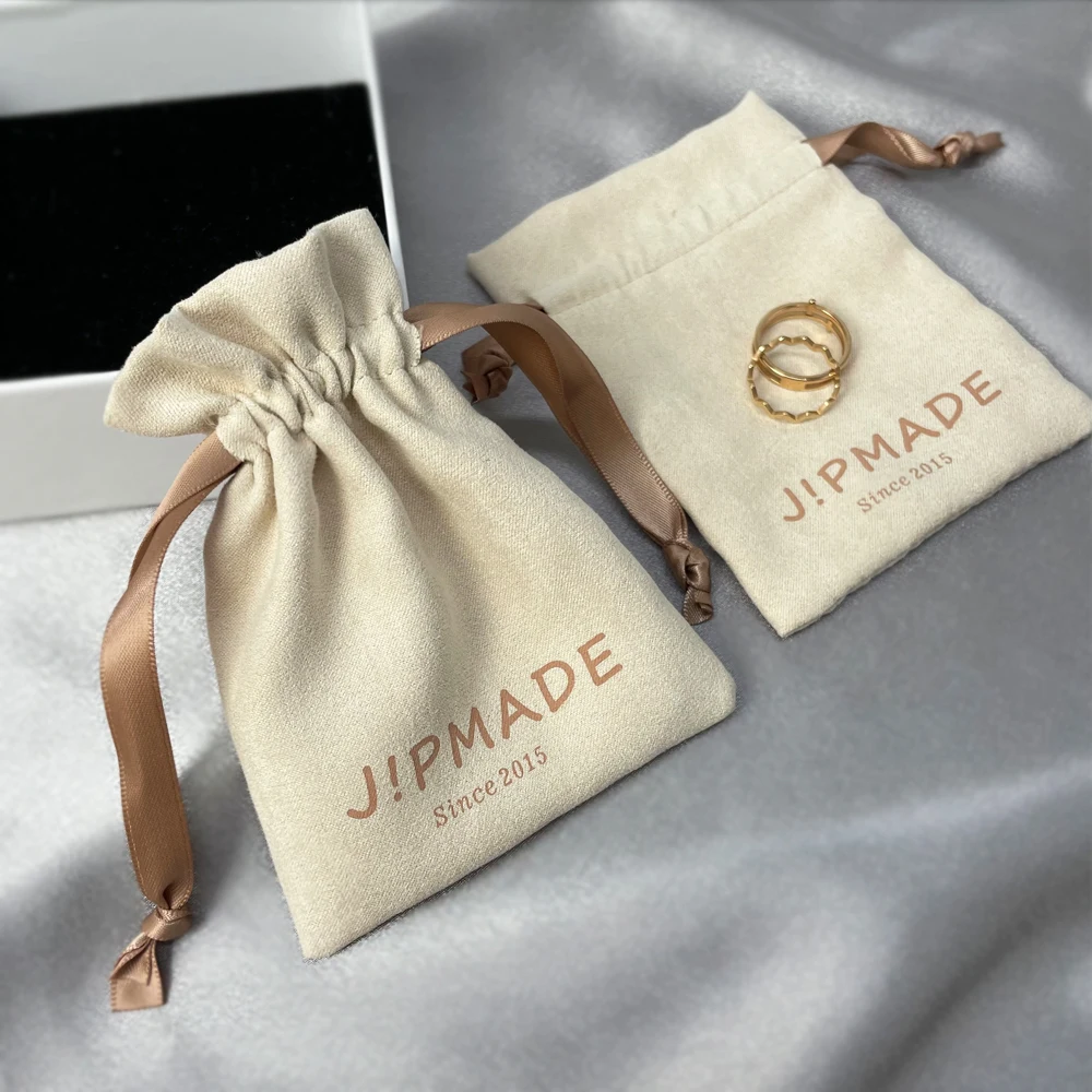 

Custom Logo Luxury Soft Suede Drawstring Pouch Jewelry Storage Packaging Pouches for Chic Christmas Wedding Favor Bag