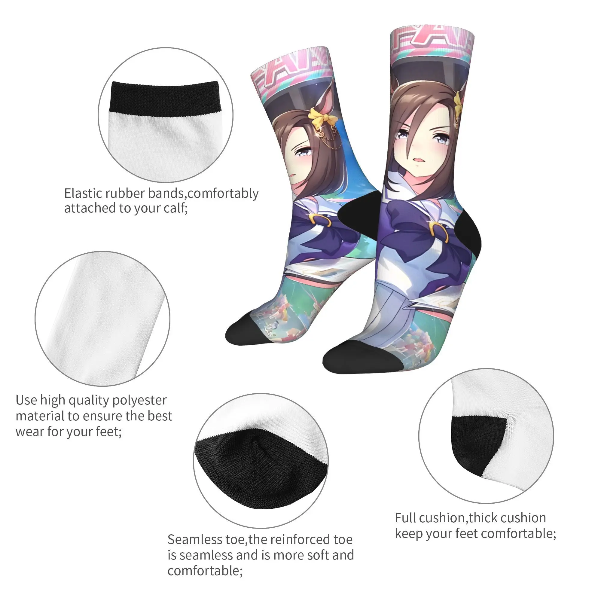 Uma Musume Pretty Derby Anime Socks  Novelty Stockings Winter Non Slip Women Men Socks Breathable Graphic Running Sports Socks