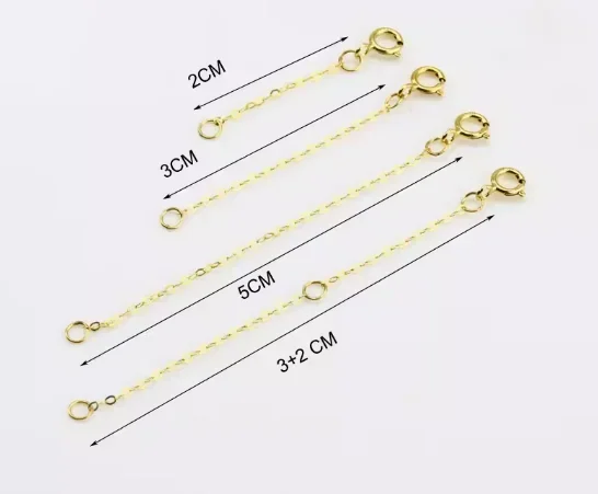 18k gold chains au750 jewelry parts gold extension chain 1cm-10cm jewelry accessories o shape chains