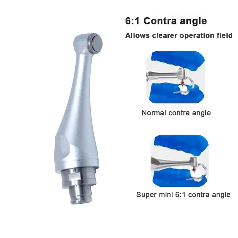 6:1 Endo Super Mini Contra Angle Handpiece Head for Woodpecker 360° Degree Rotating Push Button For Electric Endo Motor