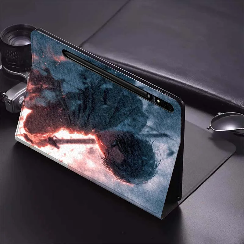 هجوم على تيتان الفن شعبية لسامسونج غالاكسي تاب S9 S10 S6 S7 S8 FE زائد لايت بوصة غطاء قابل للطي اللوحي