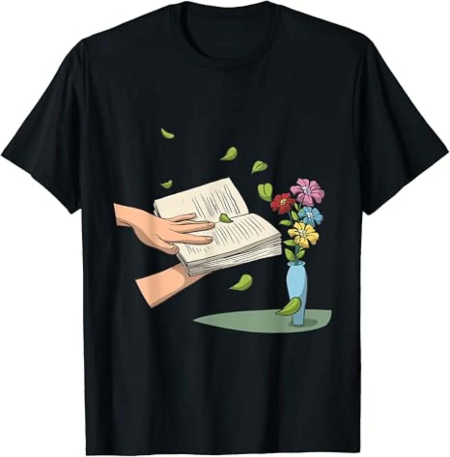 

Book Reading With Flowers And Fallen Leaves Unisex T-Shirt Size S-5XL