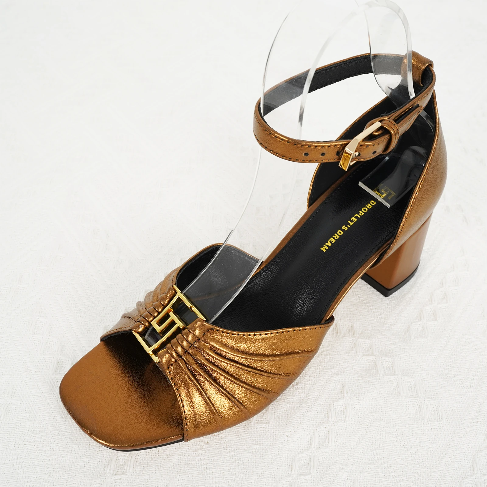 

Summer New 6cm Thick Heel Sandals, Genuine Leather Open toed Fish Mouth Shoes, Luxury Handmade High Heels, Size 35-44