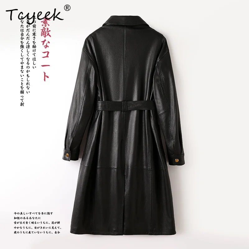 Tcyeek couche supérieure en peau de mouton printemps automne col de costume couleur unie longueur moyenne veste en cuir pour femme Ж Dönishiжаğlulari Куртка