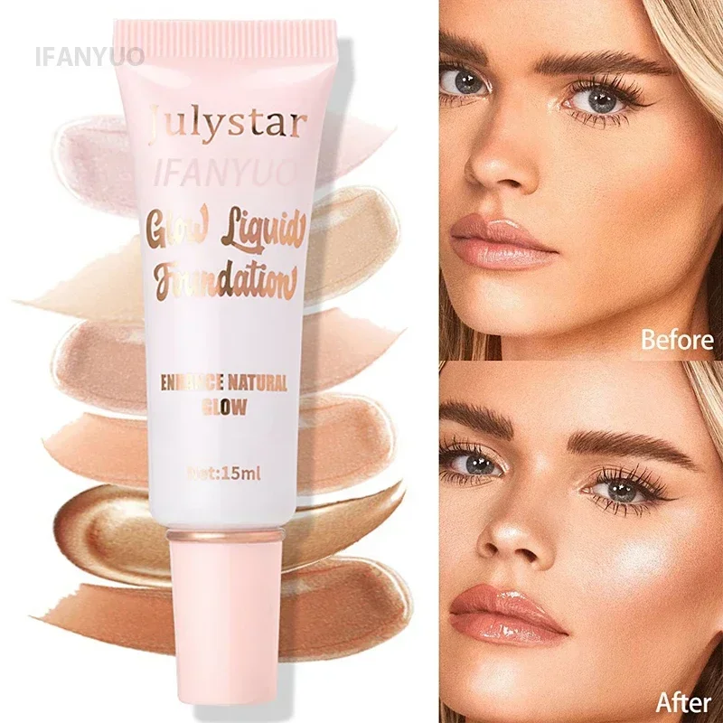 Liquid Pearlescent Foundation High Coverage Concealer 3D Contour Shadow Waterproof Lasting Brighten Shiny Face Body Highlighter