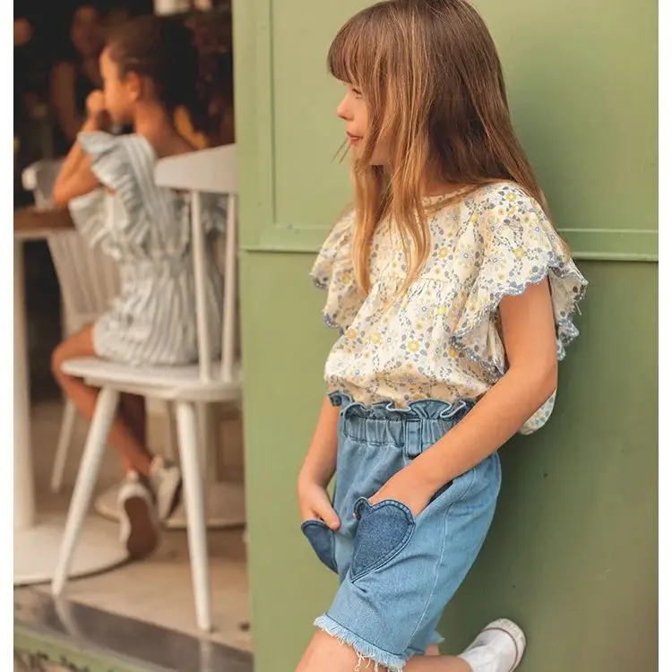 2024 Summer LOU series children's floral top set Girls' Garden style flower Shorts Bract series pre-sale April shipping