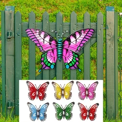 6Pcs Wrought Iron Butterfly Wall Decor Simulation Insect Ornament Garden Art Metal Hanging Pendant for Fences Outdoor Wind Chime