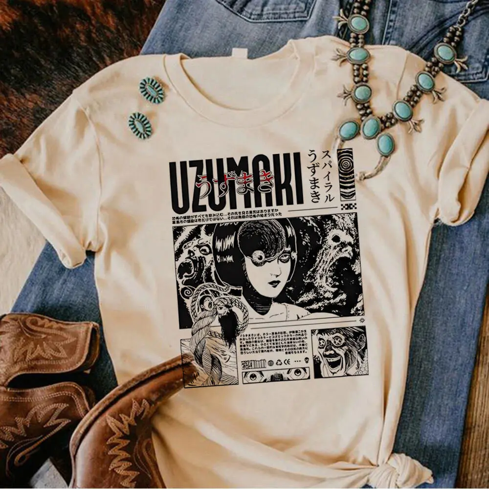 

Junji Ito top tees girl Classic women Comfortable kawaii aesthetic Trendy t shirt graphic 80s Pastel Breathable Punk 2000s