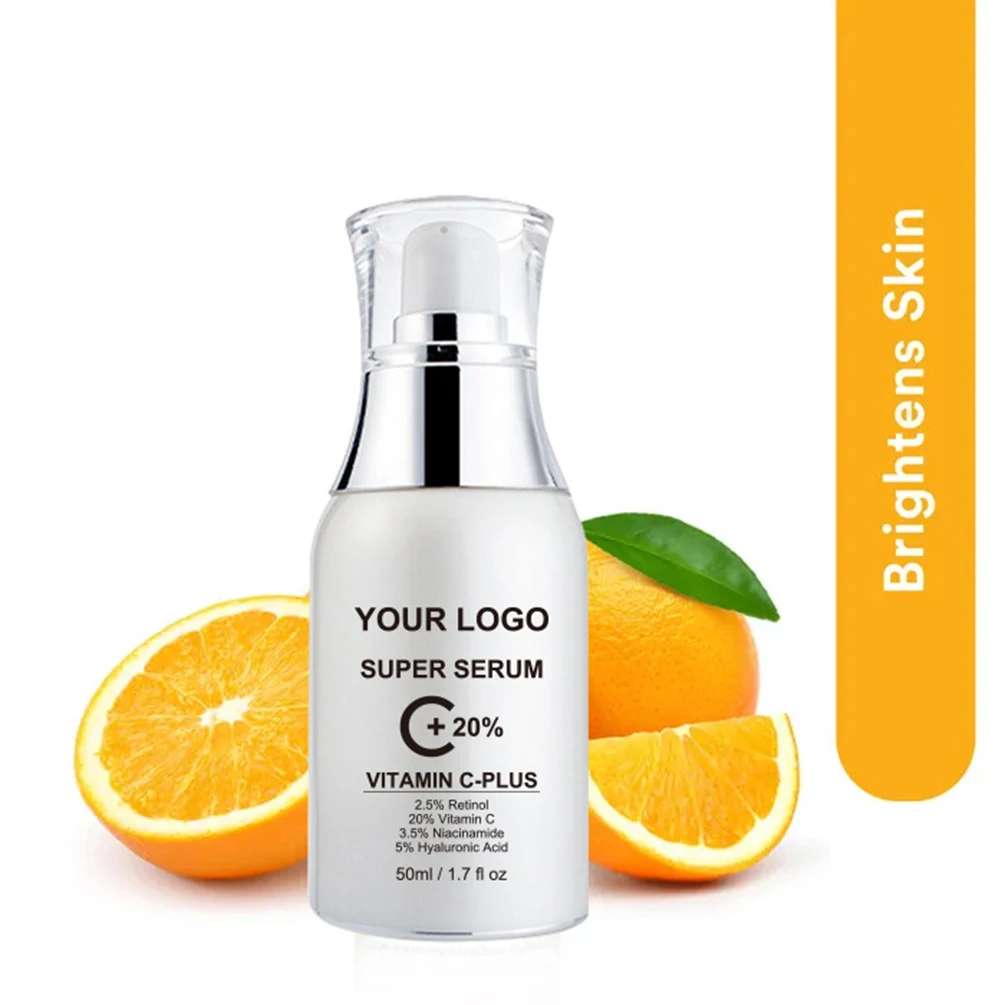ฉลากส่วนตัว Vitamin C Face Serum โลโก้ที่กําหนดเอง 50ml VC Essence Original Liquid Face Skin Care ผลิตภัณฑ์ Moisturizer โลชั่นแต่งหน้า