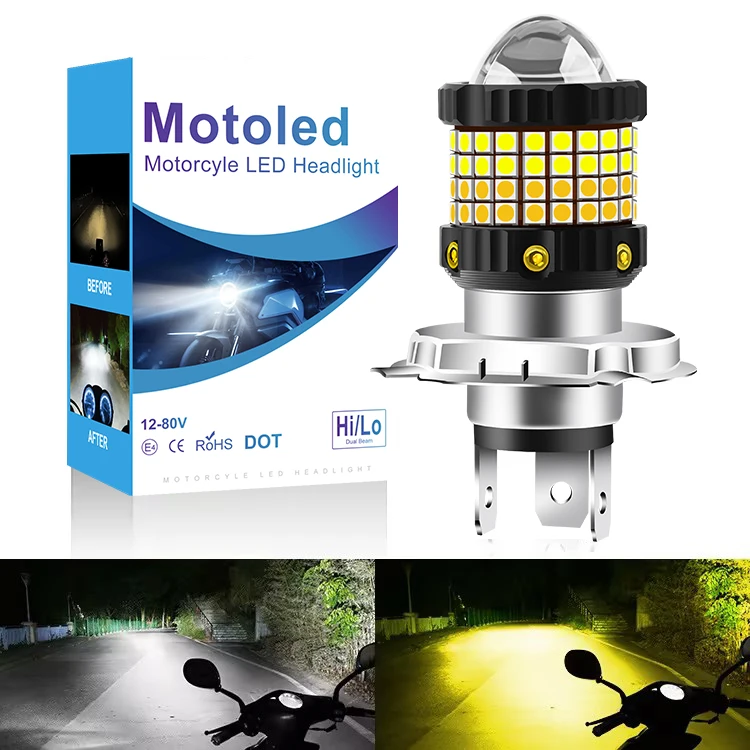 

1PCS 10000LM H4 LED Motorcycle Headlight H6 BA20D P15D Led 3570 CSP Lens White Yellow Hi Lo Beam Motorbike Scooter Running Light