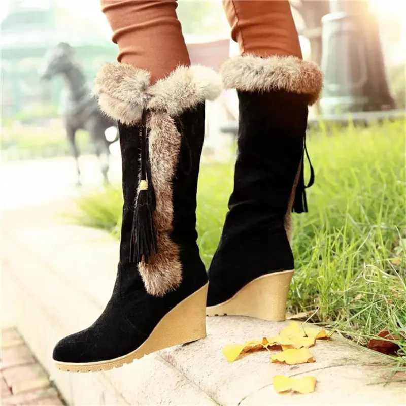 

Wedge Boots Australia Women's Winter Shoes Platform Plush Footwear Ladies Sexy High Heels High