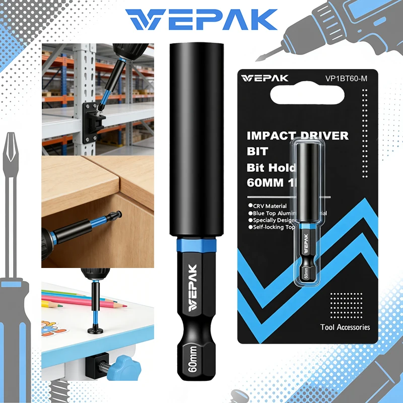 VEPAK 60mm Magnetic Self-Locking Bit Holder 1/4