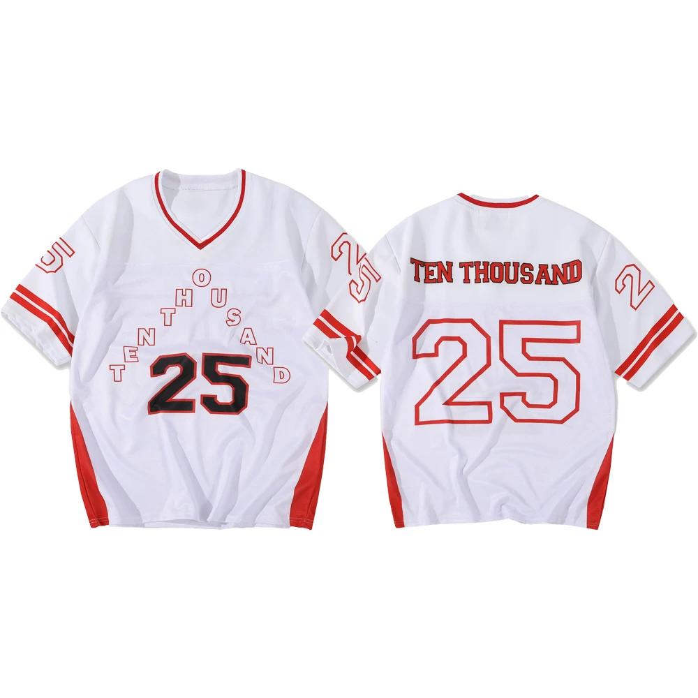 أزياء المرأة تريند عشرة 25 كرة القدم الأمريكية جيرسي هالوين حفلة عيد الميلاد هدية الرجال قميص رياضي كبير الحجم تنفس