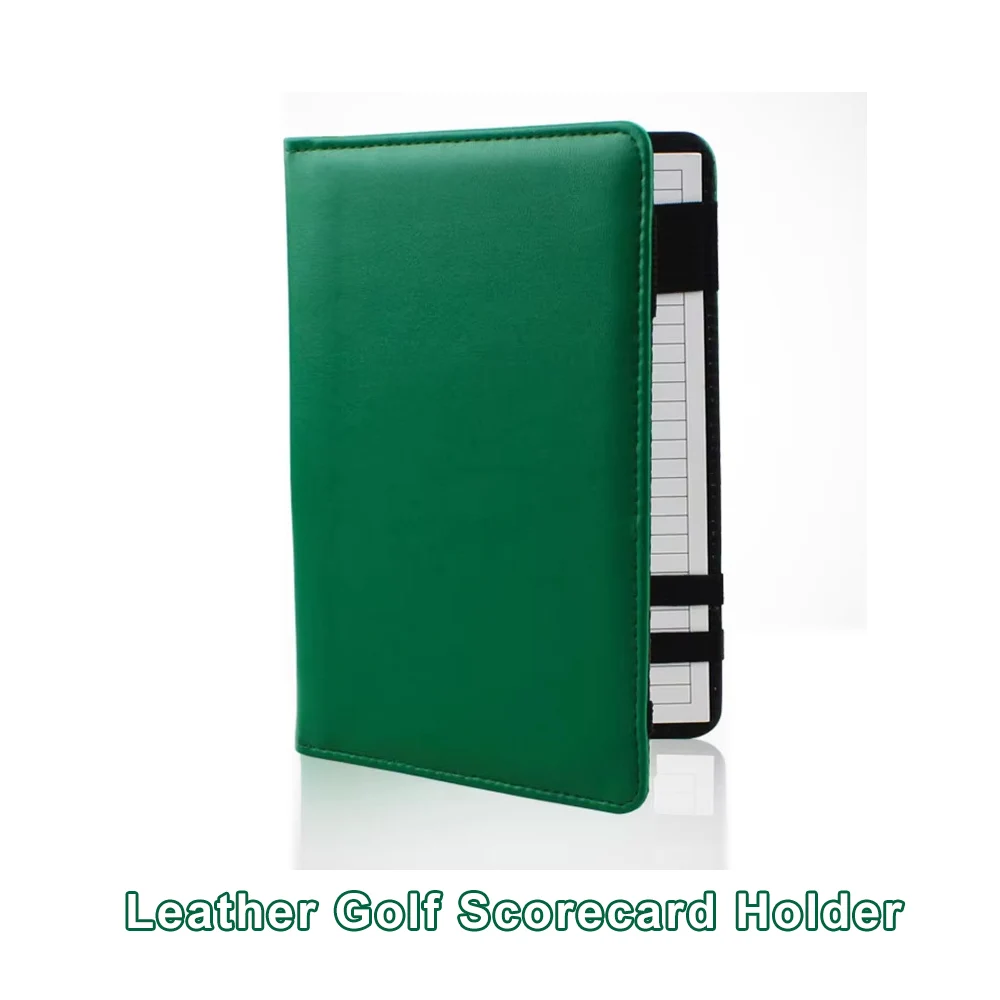 Golf Scorecard Holder Deluxe Leather Golf Score Card Holder with 1 Pc Wood Pencil and 2 Pcs Score Cards Gift Accessories