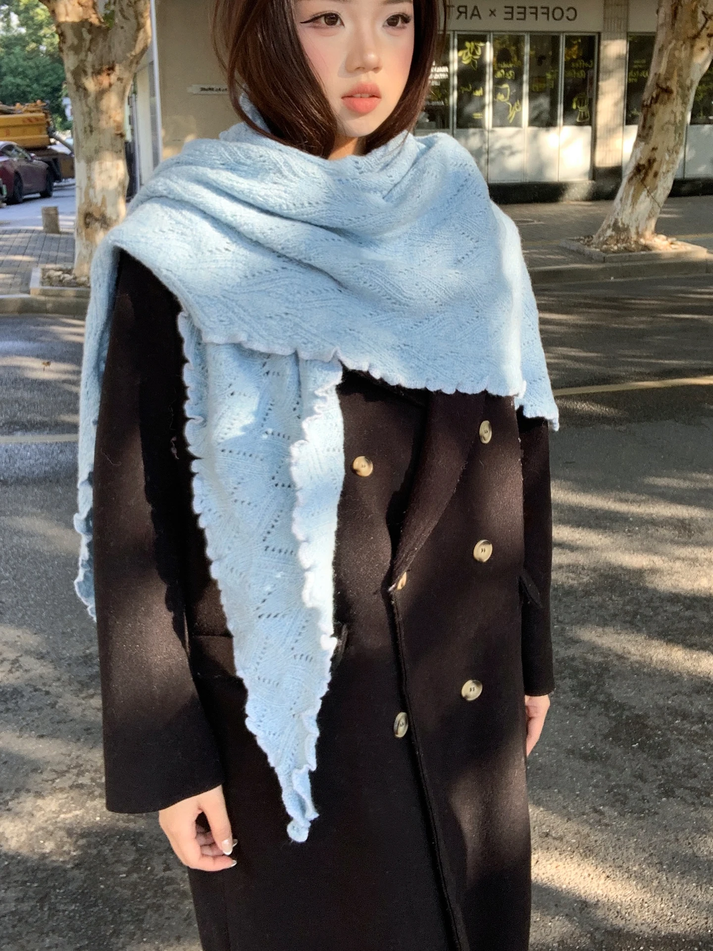 Korean Style Wooden Lazy Scarf Shawl Women's Winter New Thin Warm Scarf Outerwear Lightweight Color One S...