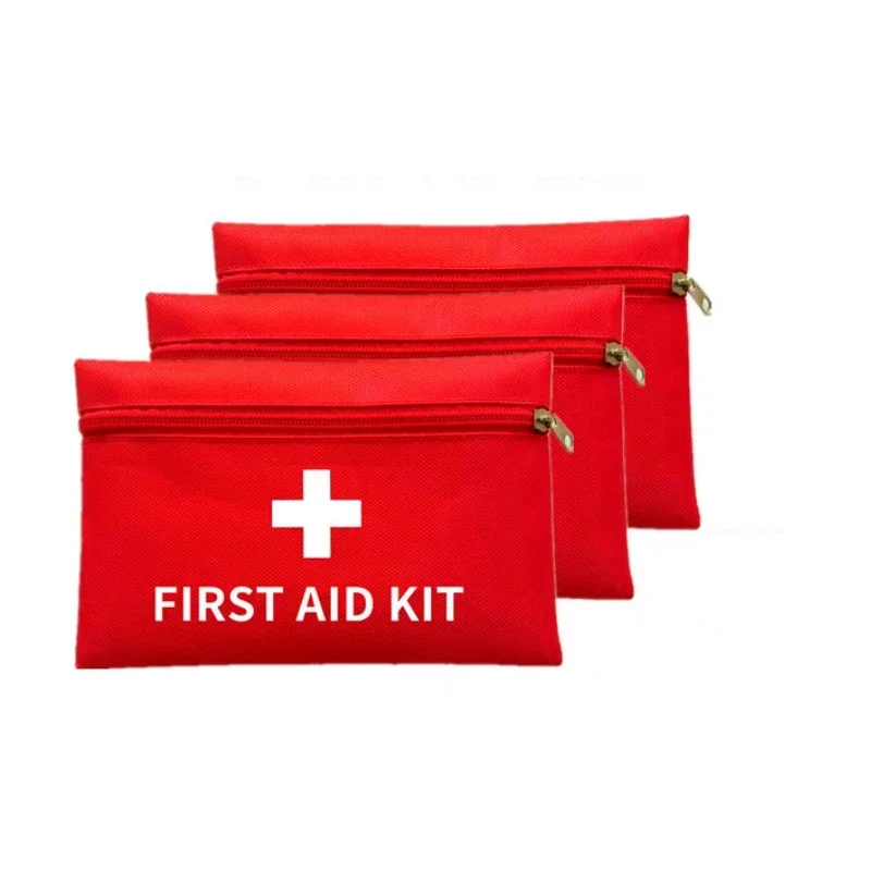 Simple Practical First Aid Bags Red Color Oxford Fabric First Aid Product Storage Bags Case Holder