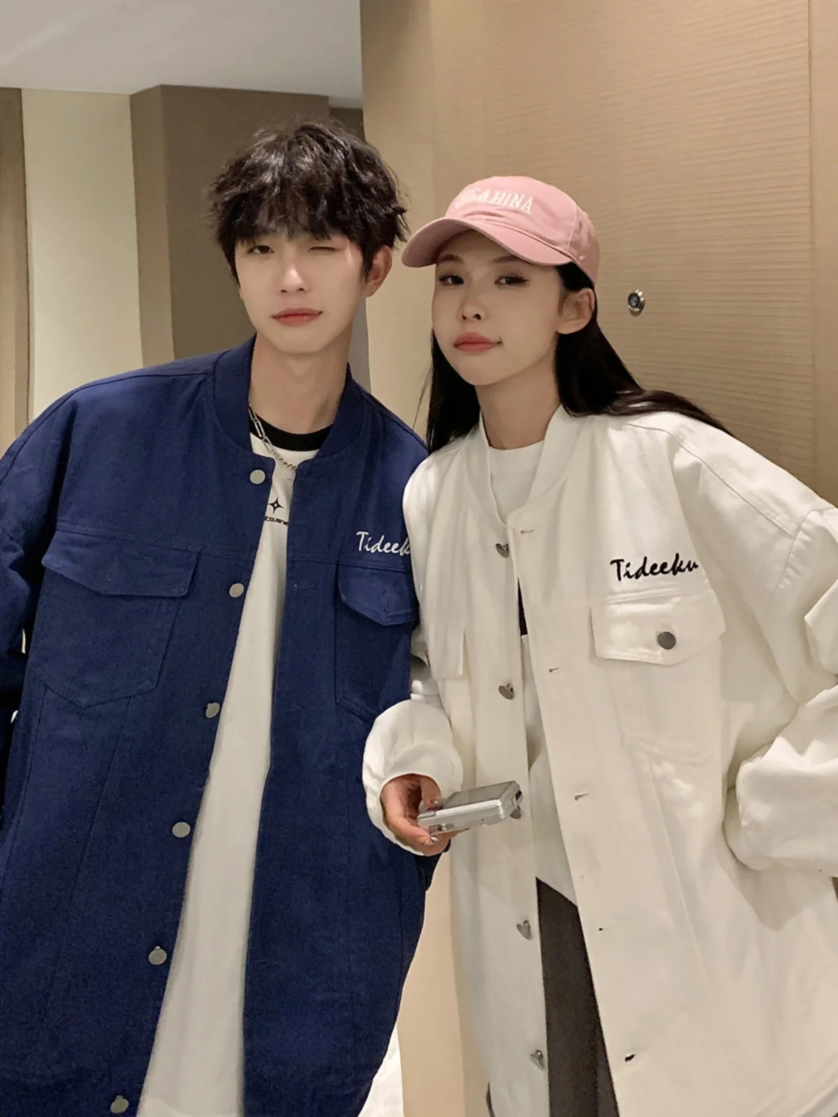 

Men's Baseball Jaet Autumn High Street American Sle Pilot Coat Trendy Couple Outfits Teenage Top Loose Fit Button Decor