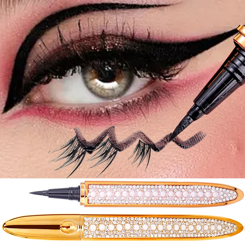 Samoprzylepny eyeliner 2 w 1, długotrwały, bez kleju, niemagnetyczny, szybkoschnący, przyklejany eyeliner w pisaku