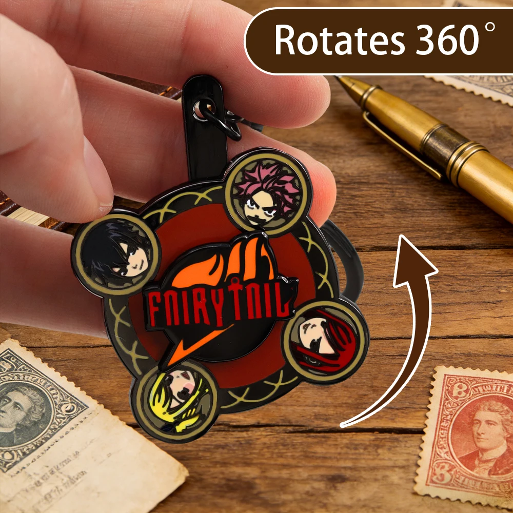 

Fairy Tails-Rotating Keychain Natsu Dragneel Gray Fullbuster Erza Scarlet Lucy Heartfilia Key Ring Fantasy Adventure Jewelry