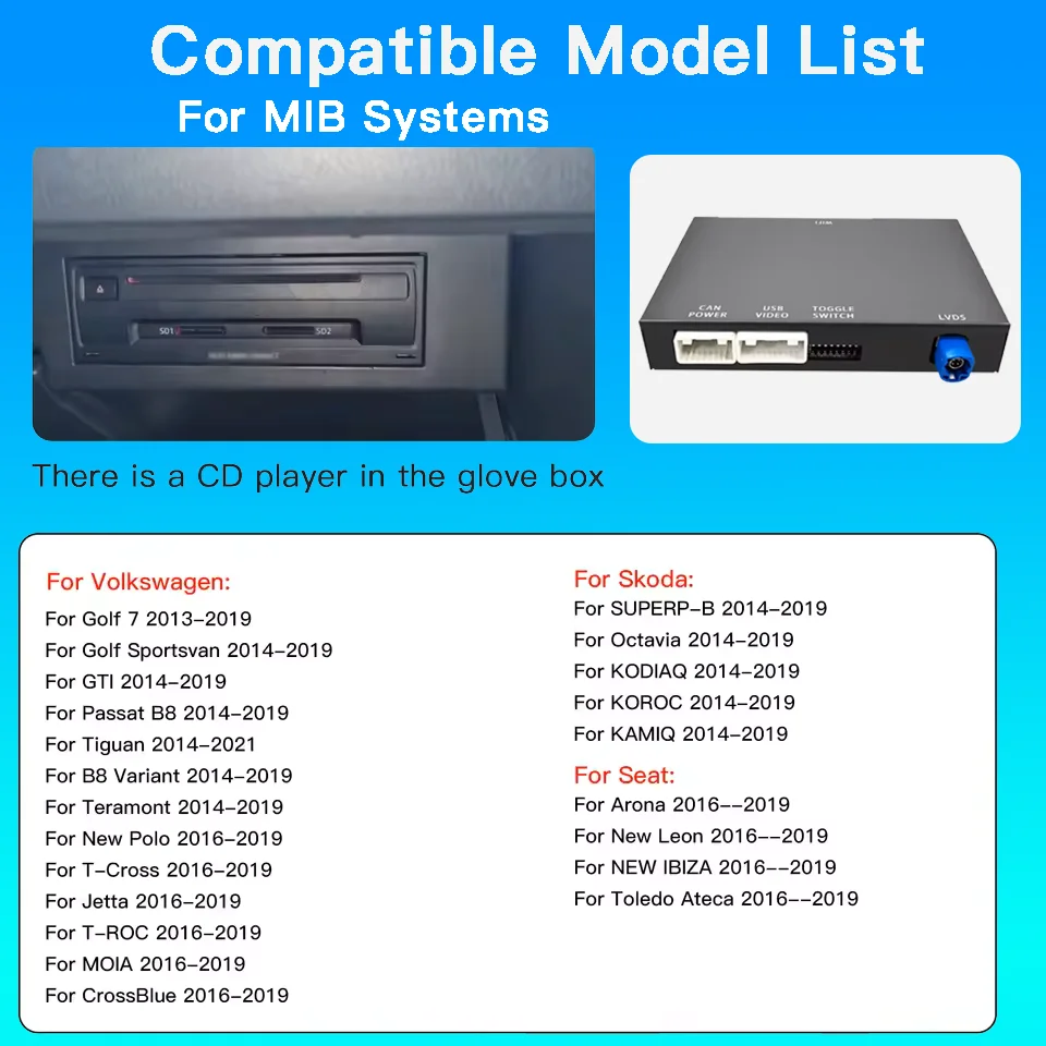 Carplay Android AUTO اللاسلكي لسيارة Volkswagen Golf 7 Tiguan Lamando Magotan Phideon Teramont مع كاميرا دعم نظام MIB1/MIB2 #1