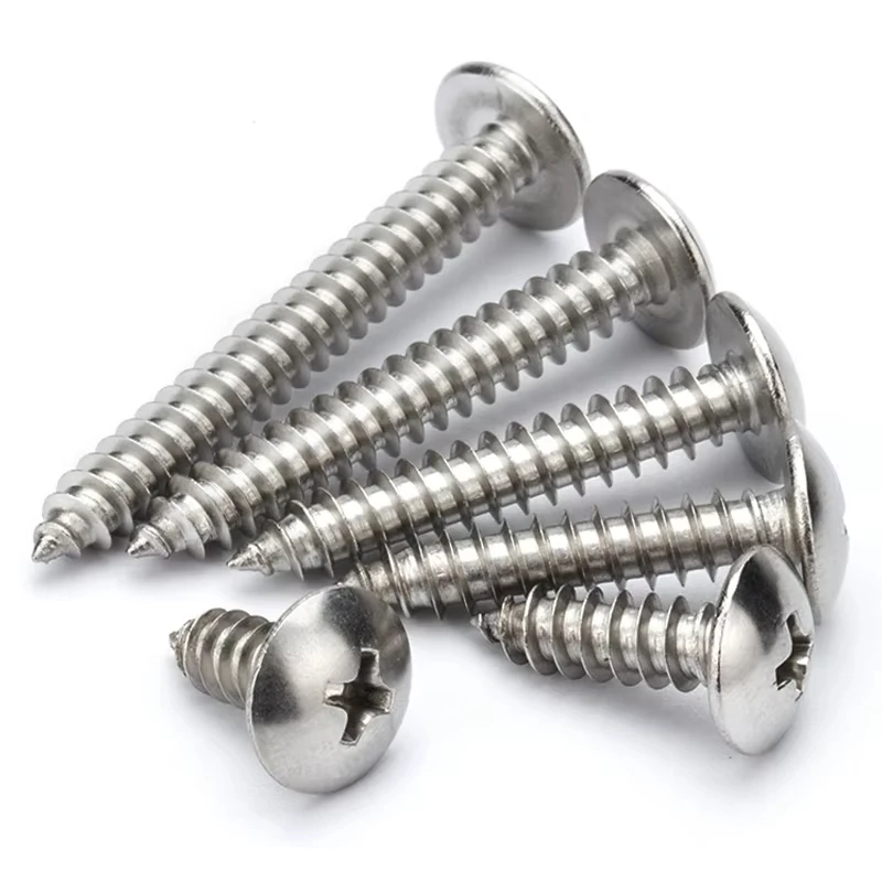 M3 - M6.3 Phillips 304 Stainless Steel Cross Large Flat Head Self-tapping Wood Screw Round Head Large Umbrella Head Mushroom