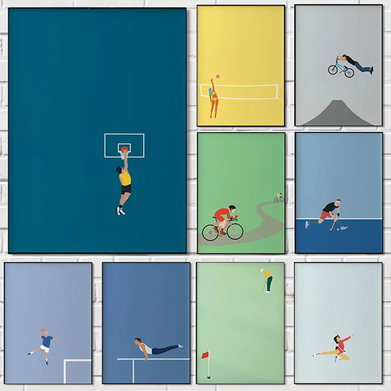 Sportbegeisterte Illustration Serie Thema Leinwanddruck Mode Beliebte Farben Wandbild Studio Heimdekoration Malerei Geschenke