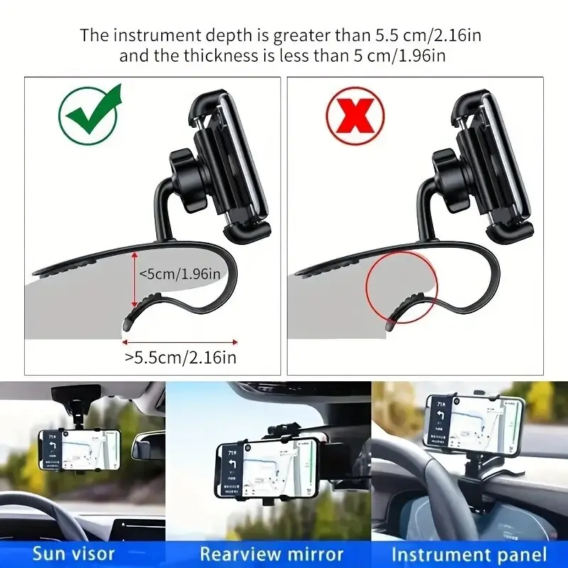 Car Mobile Phone Holder Easy Clip Mount Stand Panel Universal Navigation Multi-Functional Bracket Holder Dashboard GPS Support