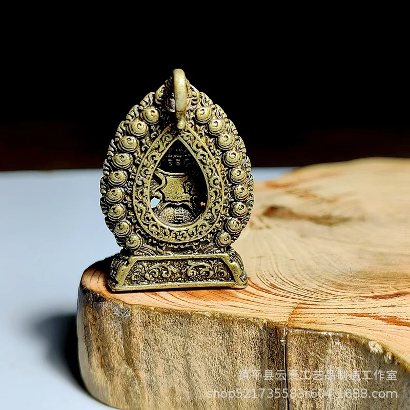 Brass Vajrasattva Buddha Pendant, Tibetan Ethnic Style Cross Vajra Buddha Amulet, Niche Decoration