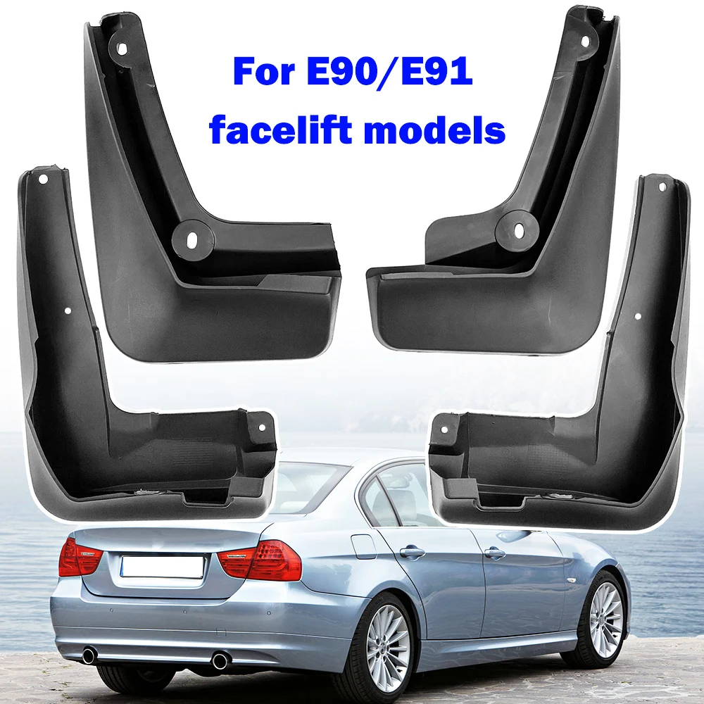 4pcs Set Mud Flaps For BMW 3 Series E90 E91 4dr Sedan Saloon Touring Sports Wagon 2008 - 2012 Mudguards Splash Guards Front Rear