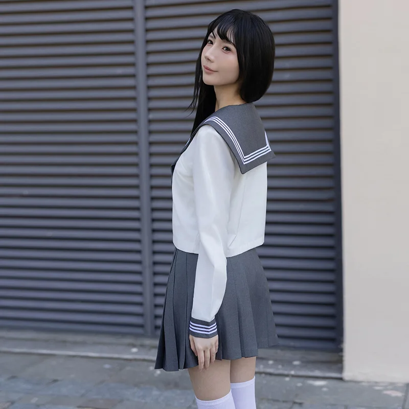 Cosplay Japanese School Uniform Girl Jk Suit Spring and Autumn Red Tie White Three Basic Sailor Uniform Women Long Sleeve Suit