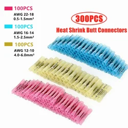 300/100PCS Heat Shrink Butt Splice Terminals Wire Connector Crimp Terminal Waterproof Insulated Sleeve