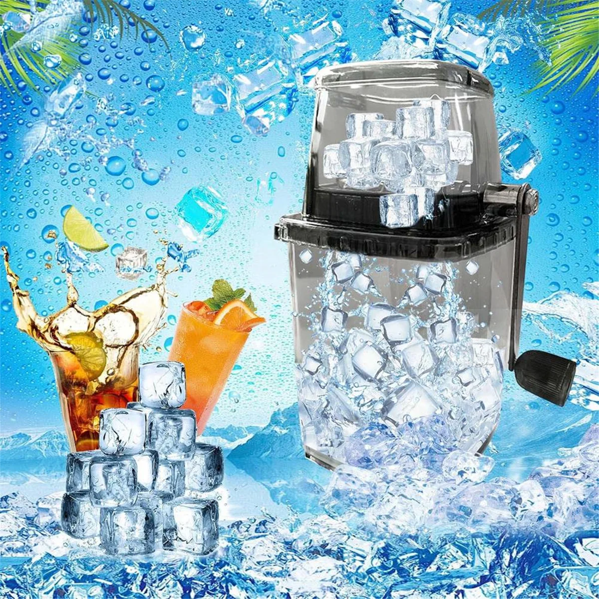 Household Manual Ice Crusher Transparent Multi-Purpose Hand Shaved Ice Machine, Shaved Ice Machine, Transparent